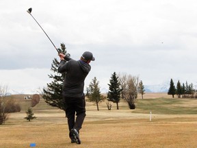Local golfer, Eric Leigh, on the Pincher Creek Golf Course on April 23.