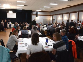 The Town and Country Centre was full on the morning of May 3 for the first Mayor's Leadership Prayer Breakfast since 2019. Photo by Riley Cassidy/The Airdrie Echo/Postmedia Network Inc.