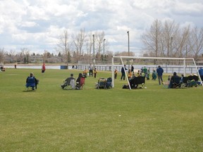 Minor soccer occupies a field at Ed Eggerer Athletic Park. City of Airdrie staff will be exploring more fair and efficient ways to allocate recreational space throughout the community after council endorsed a plan to compose a new allocation framework. Photo by Riley Cassidy/The Airdrie Echo/Postmedia Network Inc.