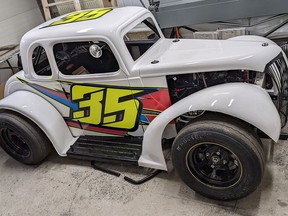 Chad Strawn (No. 35) will be one of about a dozen racers chasing the 2022 rookie of the year honours with the Canadian Legend Car Series. The tour takes the green flag Saturday, May 21st at Peterborough Speedway. CHAD STRAWN/S & S RACING
