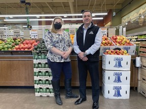 Elizabeth Gosse is program instructor/curriculum developer for Brant Skills Centre, and Gino Caputo is manager of the Farm Boy grocery store on King George Road in Brantford. The centre is offering free Job skills training to adults, aged 18 and older, through the Shop, Eat, Work Here program, which prepares participants for jobs in the retail and food-service sectors. Submitted