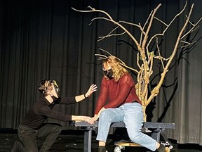 St. John's College students Jay Silva and Ryleigh Fitzpatrick rehearse a scene from  I, Chorus,