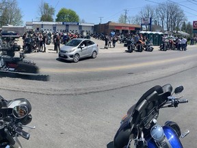 Motorcyclists pour into Port Dover for the Friday the 13th gathering.