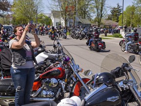 Main Street was closed in the downtown area of ​​Port Dover, but nearby side streets were choked with parked motorcycles and those cruising through the Lake Erie town at the Friday the 13th Gathering.  Brian Thompson/Brantford Expositor/Postmedia Network