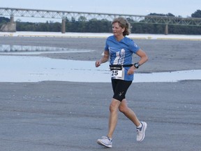 Anne Hodgson takes part in the 5-km Twilight Fun Run at the Port of Johnstown in Sept. 2021. This year's edition of the Fort Town Night Run set for Saturday, May 7 is also based at the port.
File photo/The Recorder and Times