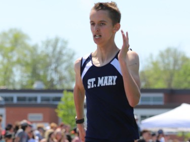 Jackson Witham of St. Mary Catholic High School wins the LGSSAA novice boys 800-metre final in a time of 2:15.09.
Tim Ruhnke/The Recorder and Times