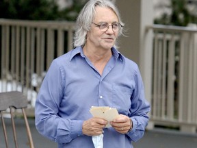 St. Lawrence Shakespeare Festival artistic director Richard Sheridan Willis speaks to the crowd at the opening night of Salt-Water Moon at the Kinsmen Amphitheatre in August 2021. (FILE PHOTO)