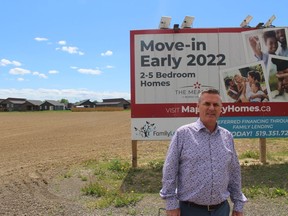 Robb Nelson, president and partner with Maple City Homes, said the Chatham-based homebuilder is freezing prices on its new homes and even giving rebates to 14 homebuyers, to fulfill a mandate to help Chatham-Kent grow. PHOTO Ellwood Shreve/Postmedia Network