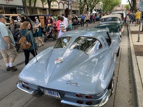 Downtown Chatham was jammed with spectators Saturday morning for the RetroFest car show.  Hundreds of old cars were on display to the delight of those who attended.  In the foreground is a 1963 Corvette Stingray.  peter epp