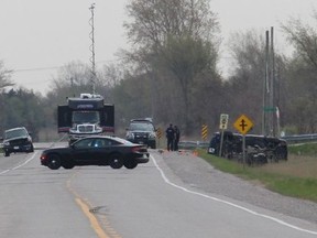 The Chatham-Kent police traffic unit was on the scene of a fatal two-vehicle collision Tuesday that occurred just before 7 a.m. on Queen's Line near Davidson Road on the eastern edge of Tilbury. PHOTO Ellwood Shreve/Chatham Daily News