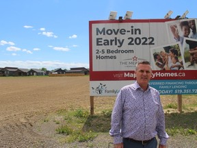 Robb Nelson, president and partner with Maple City Homes, said the Chatham-based homebuilder is freezing prices on its new homes and even giving rebates to 14 homebuyers, to fulfill a mandate to help Chatham-Kent grow. PHOTO Ellwood Shreve/Chatham Daily News