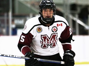 Chatham Maroons' Cameron Graham plays against the St. Marys Lincolns at Chatham Memorial Arena in Chatham, Ont., on Sunday, Sept. 26, 2021. Mark Malone/Chatham Daily News/Postmedia Network