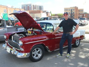 Gino Delciancio, of Leamington, brought his 1955 Chevy Belair to RetroFest for the first time on Saturday.  PHOTO Ellwood Shreve/Chatham Daily News