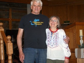 Former Zurich-area residents Garry and Teresa Verhoog spoke about their work in Ukraine during a recent talk at Kingsfield Zurich Mennonite Church. Scott Nixon