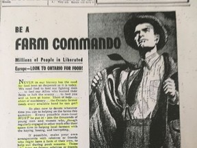 Farm Commando recruitment advertisement. Exeter Times Advocate, 1944.
