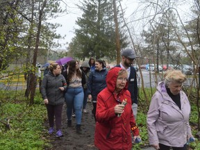 Locals beginning their Mood Walk, a part of Mental Health Week events, at Gray's Creek Conservation Area on Wednesday May 4, 2022 in Cornwall, Ont. Shawna O'Neill/Cornwall Standard-Freeholder/Postmedia Network