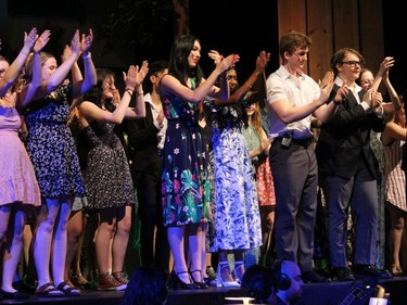 A curtain call, the final one, at the end of the Mamma Mia! run at St. Joseph's Secondary School. Photo on Sunday, May 15, 2022, in Cornwall, Ont. Todd Hambleton/Cornwall Standard-Freeholder/Postmedia Network