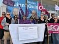 Workers of CUPE Locals 4151, 4155, and 5678 rallied outside of Nolan Quinn's campaign office, in hopes that education workers will receive more recognition following the upcoming provincial election, on Wednesday May 18, 2022, in Cornwall, Ont. Shawna O'Neill/Cornwall Standard-Freeholder/Postmedia Network