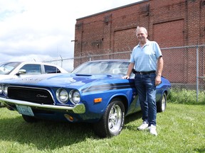 Brian Tothfaluse with his 1973 Dodge Challenger at the 2022 edition of Cars and Coffee on Saturday May 28, 2022 in Cornwall, Ont. Laura Dalton/Cornwall Standard-Freeholder/Postmedia Network