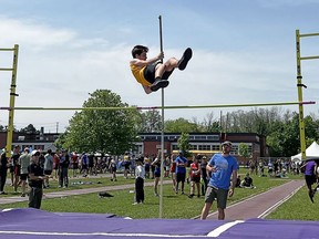 Handout/Cornwall Standard-Freeholder/Postmedia Network
An Upper Canada District School Board photo of an unidentified student clearing the mark in pole vault during the EOSSAA track and field championships held in Brockville on May 19-20, 2022.