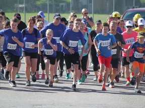 Competitors take off during Footstock's 5-kilometre family run in 2018. Patrick Gibson/Cochrane Times