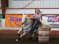 Rena McNiven of Dutchess, AB was the Jr High Barrel Racing Winner at the Hanna Big Country Rodeo Club Rodeo held in Brooks April 29 to May 1. Shelli Tattrie Photo