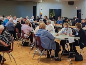 More than 70 players gathered at the Knights of Columbus Hall in Walkerton and raised more than $3,000 that will be donated to the Canadian Red Cross to support those injured and displaced by the war in Ukraine.