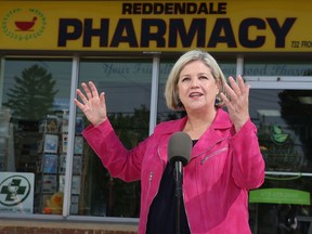 Ontario New Democratic Party Leader Andrea Horwath speaks about the party's pharmacare proposal in Kingston on Wednesday.