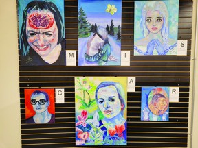 Artist Mariette Van Der Westhuizen of Wetaskiwin CountyÕs art series The Miscarriage, detailing her experiences going through a miscarriage, is on display at The Art of Mental Health art show at the Leduc Arts Foundry. (Dillon Giancola)