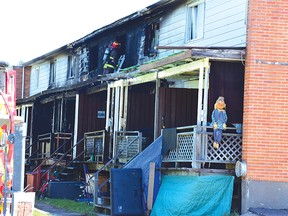 Photo by KEVIN McSHEFFREY/THE STANDARD
On May 18 the Elliot Lake Fire Department was called to a fire in a row house unit on Valley Crescent. The fire heavily damaged the row house complex.