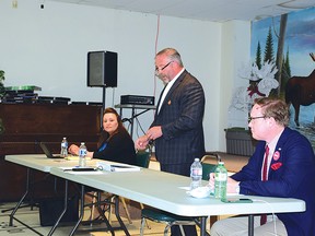 Photo by KEVIN McSHEFFREY
Three candidates in the June 2 Ontario election for Algoma-Manitoulin participated in The Standard’s Meet the Candidates’ Debate on May 12 are: Progressive Conservative candidate Cheryl Fort, NDP candidate Michael Mantha and Liberal candidate Tim Vine.