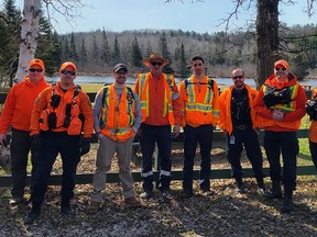North Shore Search and Rescue team on site for training exercises. Thelma Pelland, Tom Brown, Mitch Sutherland, Eric Lacina, Brian Koltun, Adam Debly, Adam Page, Jeb Brown and Nicole Hanson.