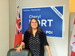 Photo supplied
Ontario Progressive Conservative candidate in Algoma-Manitoulin Cheryle Fort spoke at the virtual campaign office opening in Elliot Lake on April 25.
