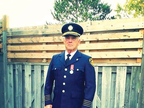 Photo supplied
Firefighter Roger Rainville in dress uniform upon receiving his 40-year bar.