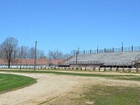 The Owen Sound Agrricultural Society grandstand and barn at Victoria Park in Owen Sound.