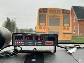 A school bus driver from Laurentian Valley Township is facing stunt driving charges after being caught travelling 46 kilometres per hour over the posted limit on Micksburg Road. OPP photo