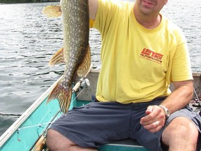 The author with a nice northern pike he caught at Logosland in Cobden.