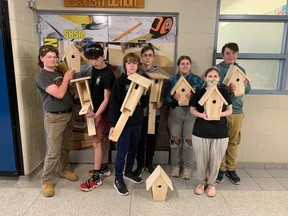 Students from Bishop Smith Catholic High School are designing and constructing bird houses and nesting boxes for the bird sanctuary at the Pembroke Waterfront Arboretum.