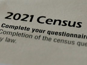 The cover of a 2021 Census questionnaire request, sent by Statistics Canada, is seen in a photo illustration in Toronto, Ontario, Canada May 4, 2021.  REUTERS/Chris Helgren?? ORG XMIT: TOR500