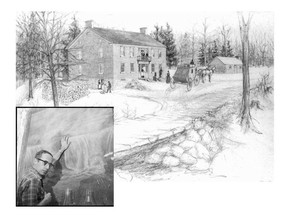 A drawing of the Fryfogel Inn by Stratford artist and archivist James Anderson. (Stratford-Perth Archives)