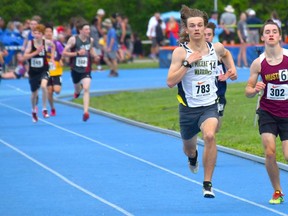 St. Mike's Jonah Lariviere won two gold medals at the OFSAA West track and field championships, leading the local contingent that qualified for provincials.