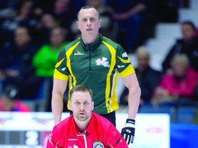 Long-time opponents, E. J. Harnden and Brad Gushue are now teammates. CURLING CANADA