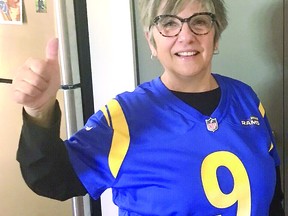 RAMS FAN Mary DeSimone of Sault Ste. Marie wears the jersey of quarterback Matthew Stafford of the Los Angeles Rams. SAULT THIS WEEK