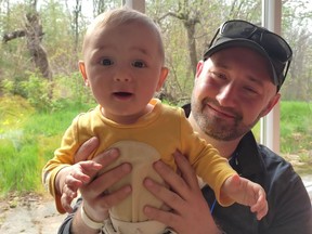 Johnathan Verroen, from the Sarnia area, center, has volunteered in Poland and Ukraine to help refugee families seeking to come to Canada.