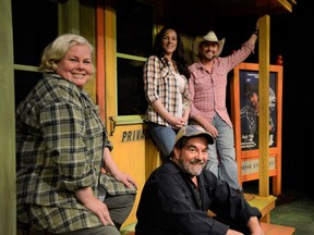 The musical comedy, Sugar Road, is the first show of the Lighthouse Festival Theatre's 2022 season. Cast members include, from left, Sarah Quick as Caroline Dawn, Brad Rudy as Ray Bishop, Elena Post as Hannah Taylor and Jeffery Wetsh as Jesse Emberly. The production will run from May 18 to June 4 in Port Dover and June 8 to 19 in Port Colborne. CONTRIBUTED