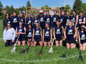 The CWOSSA champion St. Mary's Mustangs are representing the region along with Owen Sound District at the Trillium Cup in Oshawa Wednesday and Thursday. The OFSAA-sanctioned provincial championship tournament features ten of the top girls' high school field lacrosse teams in Ontario vying for the gold. Photo submitted. 

Back row from left to right: Claudia Solinger (coach), Madeline Linklater, Zoe Douglas, Ariwana Jackson, Emily Gordon, Gillian Warren (goalie), Jillian Goldie, Edyn Beyer, Avery Metcalf, Poppy Yorke, Rheah Petereit, Maria Nesbitt (coach) and Adam Jackson (coach).

Front row from left to right: Bailey Beach (coach), Tara Meikle, Camille Pedro, Cameryn Gateman, Emma Bryan, Michelle Kocher, Maja Atkinson, Oceania Harris. Missing: Sadie Wynn, Jenna Bridge, Meghan Prentice.