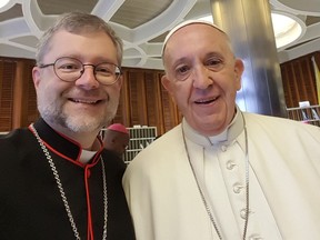 Bishop Thomas Dowd and Pope Francis. Supplied