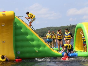 Splash N Go Adventure Parks Ltd. has decided to extend its inflatable splash park based at Vermillion Lake Park in Chelmsford to Aug. 29. Splash N Go is opening a similar park in Gore Bay. John Lappa/Sudbury Star/Postmedia Network