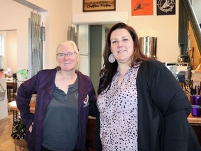 Gemini Bouquets & Café co-owners Charlotte Cooper, left, and Kendra Langis, right, stand in their new Point Edward gift and coffee shop, which opened its doors on May 14. 
Carl Hnatyshyn/Sarnia This Week