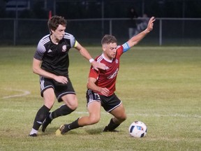 Sandro Palermo (right) will be coaching a competitive U9 Tillsonburg FC soccer team this year. CHRIS ABBOTT